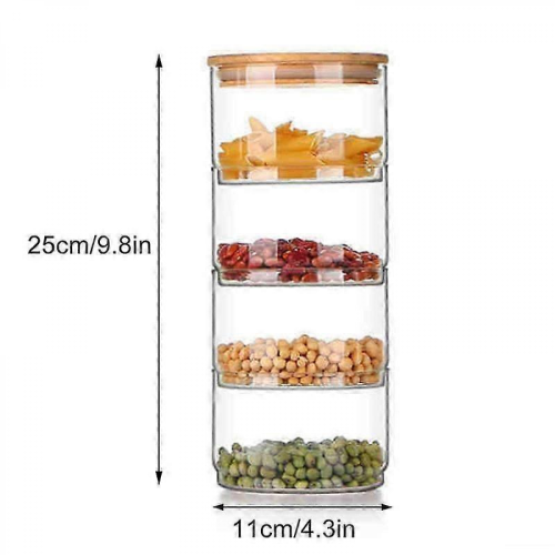 Glass jars with bamboo lids for kitchen storage4 layers 2