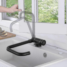 2025 360 Swivel Folding Black Kitchen Faucet, Window Folding Kitchen Mixer Tap, Stainless Steel Hot And Cold Water Sink Mixer Tap For Kitchen