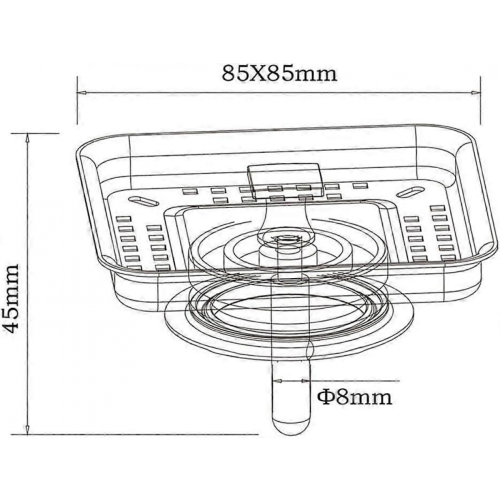 Square Stainless Steel Kitchen Sink Strainer 85mm AntiClogging Drain Filter Universal Fit 1