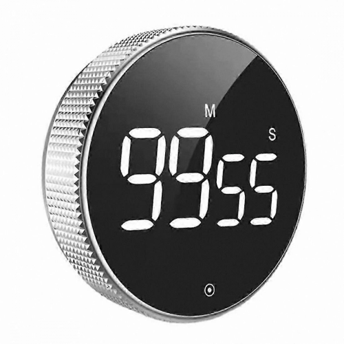 Black & SilverLED Countdown Timer with Magnetic Back for Kitchen, Cooking, Study, and Shower Use