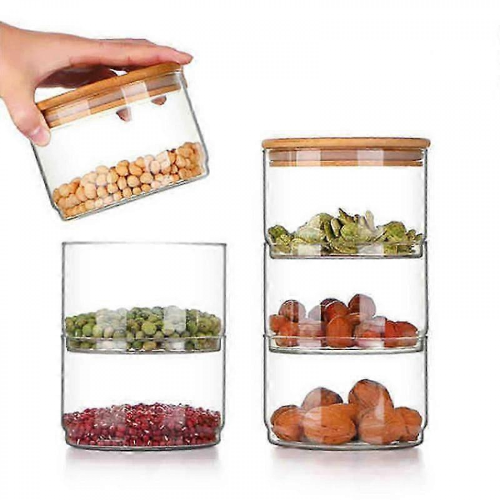 Airtight Glass Containers With Bamboo Lids For Kitchen3 Layers 5008878204273