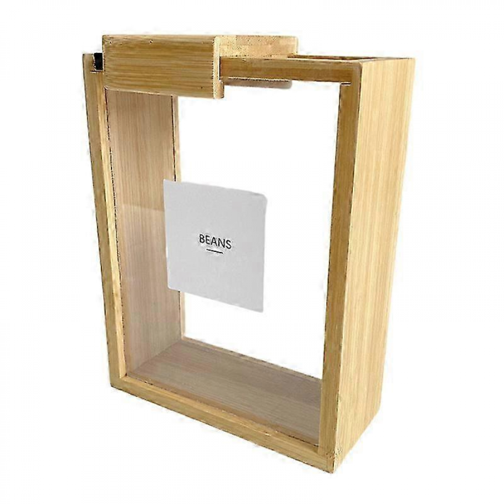 25-26 Bamboo Grain Storage Container Food Condiment Dispenser Transparent Sliding Lid Kitchen Storage Tank For Cereal, Rice, Flour 5008878206505