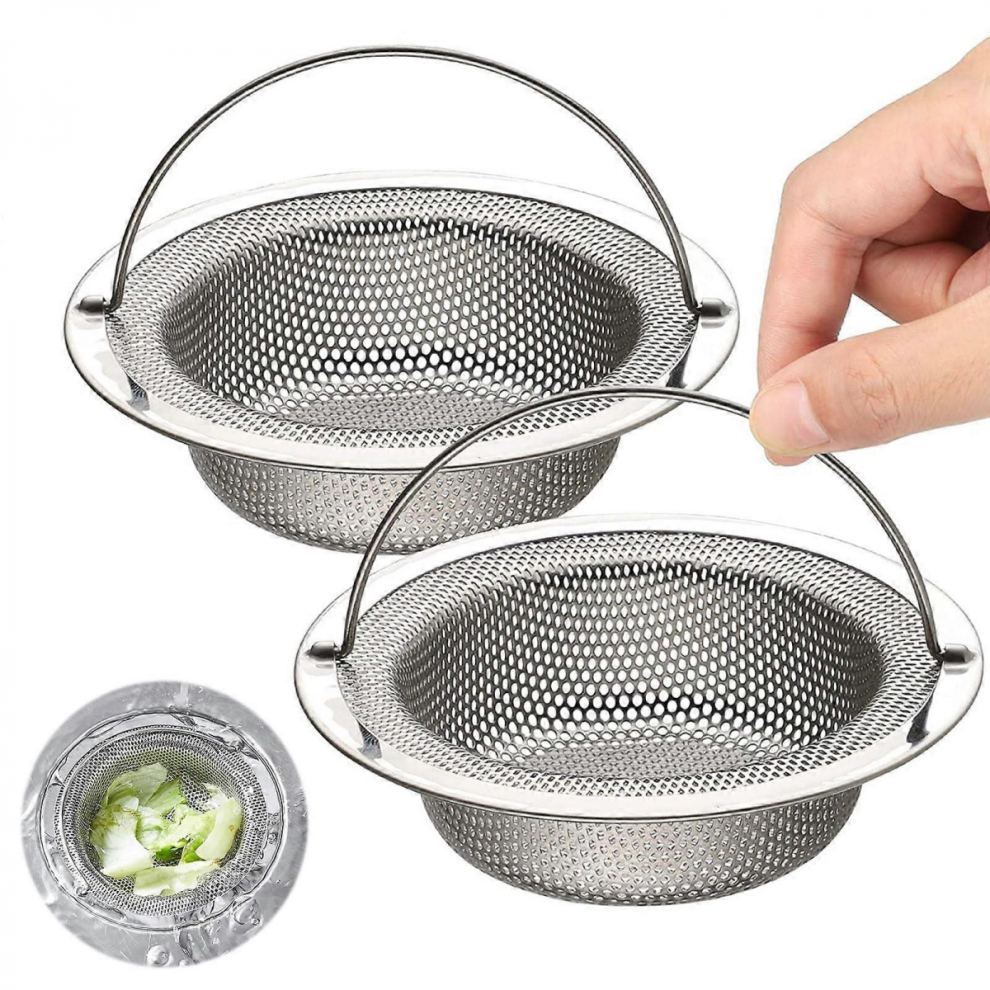 2 Pack Stainless Steel Kitchen Sink Strainer Basket With Easy Lift Handle, Anticlogging, Rustresistant 5008878171797