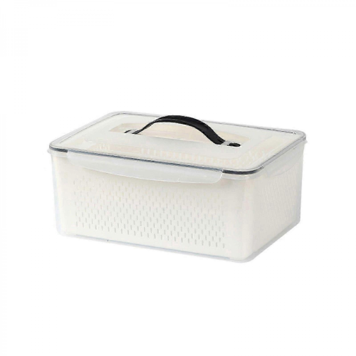25-26 Refrigerator Storage Box Space Saving Fridge Organizer Vegetable Fruit Container with Drain Basket Kitchen Organizer4.5L