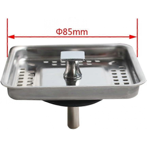 Square Stainless Steel Kitchen Sink Strainer 85mm AntiClogging Drain Filter Universal Fit 2