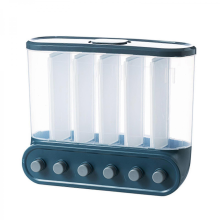 2026 Rice Dispenser Dry Food Cereal Buckets Wall-Mounted Dry Food Storage Container with Lids Suitable for Rice, Pet Food, YellowDark blue