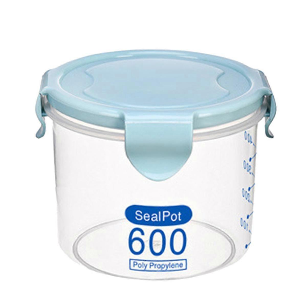 2026 Plastic Transparent Sealed Containers Kitchen Food Cereal Beans Nuts Storage Box (Blue, 600Ml) 8501644427533
