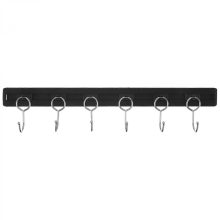 Cintre coulissant noir 39,50 x 3,50 x 0,50 cm avec 6 crochets | Support latéral pour armoire