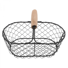 Panier à œufs de poule noir 23 x 13 x 8,5 cm - Panier de rangement en fil de fer avec poignée - Porte-fruits de comptoir style ferme vintage