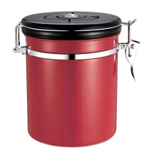 Boîte à café/thé en acier inoxydable rouge, ustensile de cuisine.