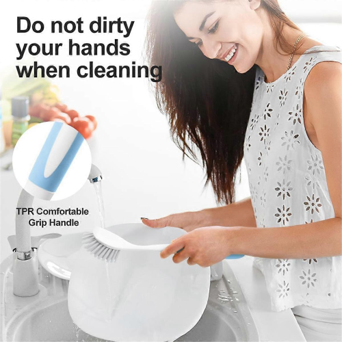 Blue White5pcs Kitchen Diffusion Type Scrub Brush for Cleaning Dishes Pots Pan Sink and Bathroom with Comfortable Long Handle 1