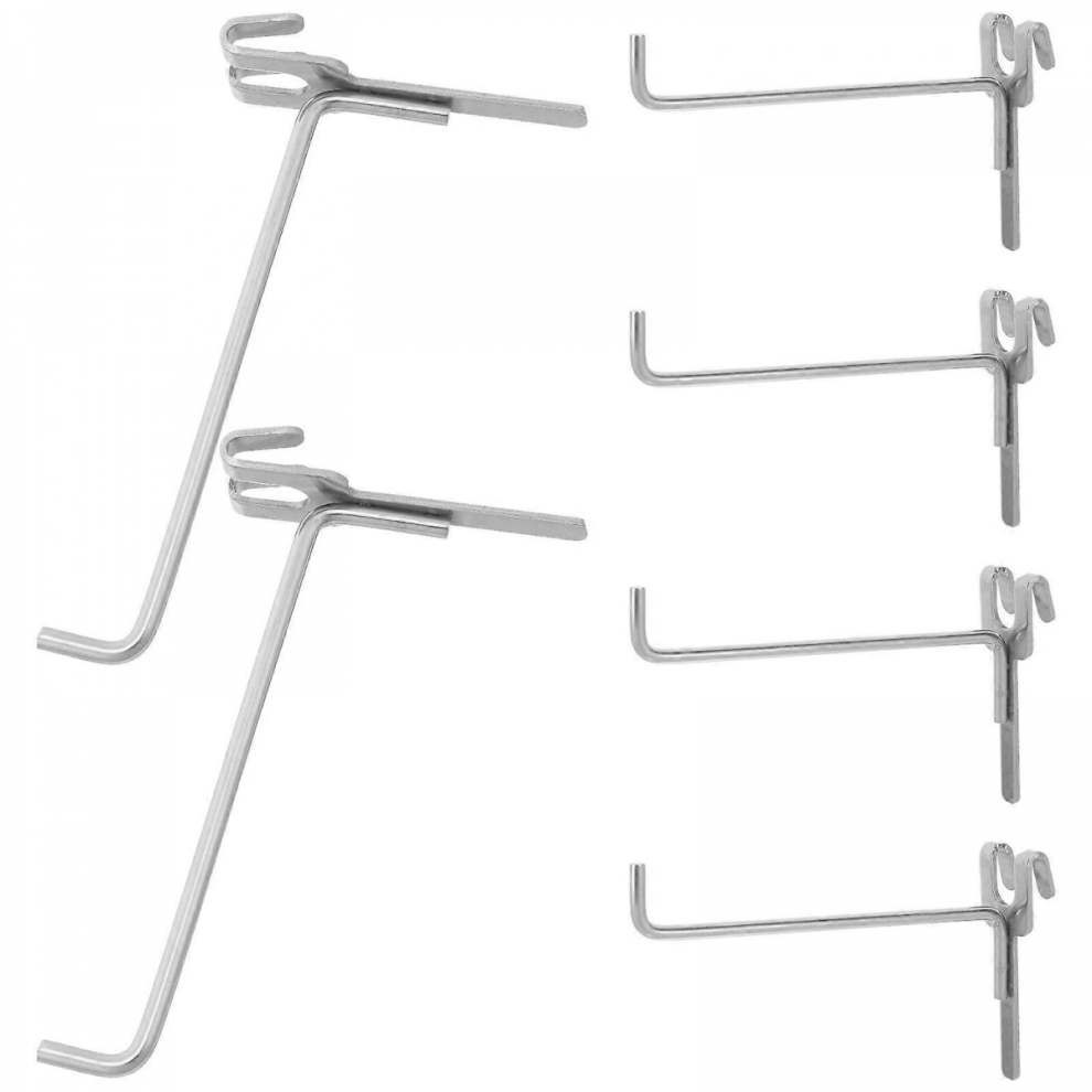 Silver 10.30X6.10x1.60cm 6Pcs Stainless Steel Pegboard Hooks, Universal Wire Shelf Hangers For Garage Workshop Kitchen Storage 4815322403851