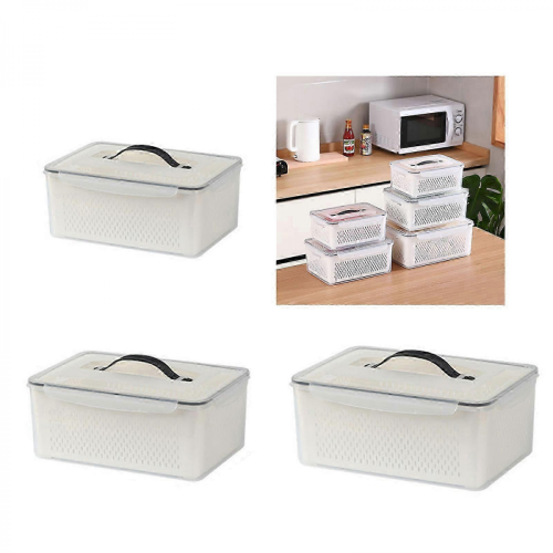 25-26 Refrigerator Storage Box Space Saving Fridge Organizer Vegetable Fruit Container with Drain Basket Kitchen Organizer4.5L 1