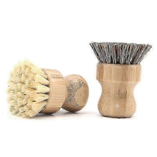 Confezione da 2 Spazzole in Bambù Naturali per Piatti, Pentole, Padelle e Bagno 2