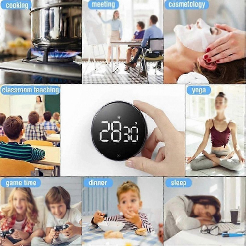 Black & SilverLED Countdown Timer with Magnetic Back for Kitchen, Cooking, Study, and Shower Use 2