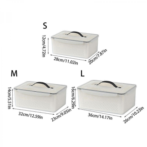 25-26 Refrigerator Storage Box Space Saving Fridge Organizer Vegetable Fruit Container with Drain Basket Kitchen Organizer7L 2