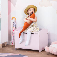 HOMCOM 40x60cm Kids Storage Box Toy Organiser for Child 3 Yrs+ Bedroom Pink
