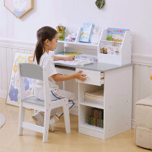 ZONEKIZ Kids Desk and Chair Set with Storage, for Ages 5-8 Years