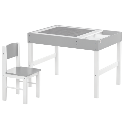 Homcom HOMCOM kids Table and Chair Set 2 in 1 Activity Play Table for Bricks w/Storage 1