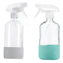 FORC-Clear Spray Bottles Flaconi spray in vetro Flacone vuoto ricaricabile con manicotto in silicone per soluzioni detergenti Spruzzatore d'acqua