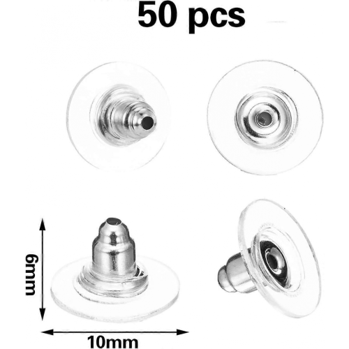 50Pcs Earring Backs Soft Transparent Earring Backs Safety Backs Bullet Clutch Plastic Earring Backs Earring Backs Replacements for Hook Earring Studs 1