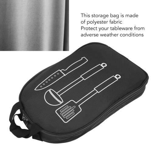 Camping-Geschirrorganizer-Tasche, Polyester, 270g, Schwarz 2