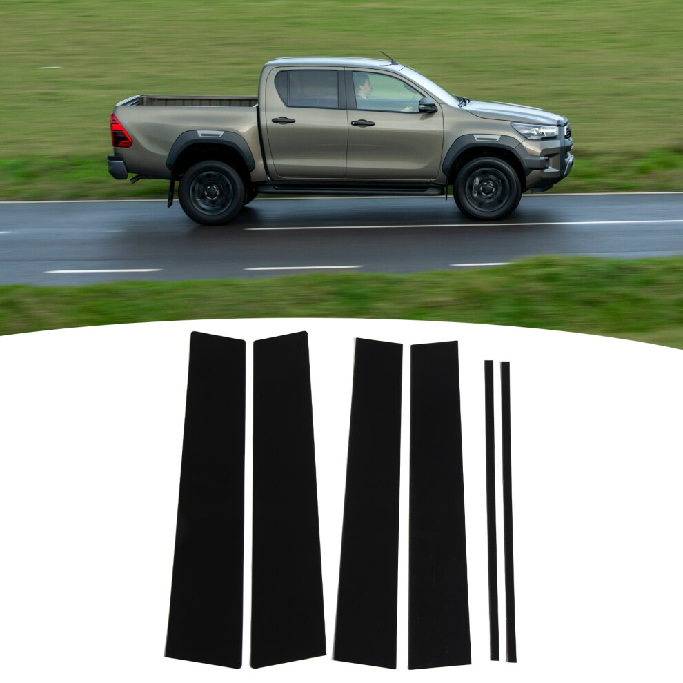 Glossy 6-Piece B Pillar Trim For Hilux Car Decor Black 7891369182918