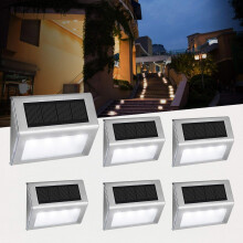 Lampy solarne zewnętrzne, oświetlenie schodów LED, stal nierdzewna, zwiększenie jasności, odpowiednie do stosowania na zewnątrz na schodach,