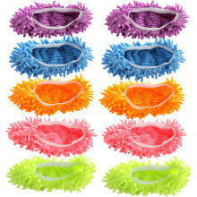 Chinelo esfregão reutilizável com esfregão de microfibra, meias multicoloridas para limpeza completa, fibra de chenille para todas as superfícies.