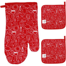 Soft Padding Kitchen Glove, Heat Resistant Twill Fabric With Hanging Loop, Washable Cotton Perfect For Cooking And Baking