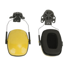 Gelbe Gehörschutz-Kopfhörer zur Geräuschreduzierung beim Holzarbeiten Helm