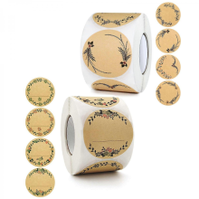 Ronde kraftpapier stickeretiketten 5 cm, zelfklevende kraftpapier stickeretiketten voor cadeaus, enveloppen, bakproducten, kruidenpotj