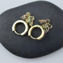Butterfly Earrings for Women Girls Cute Small Gold Hoop Earrings with Charms Cubic Zirconia Star Moon Dangle Earrings Trendy Jewelry G