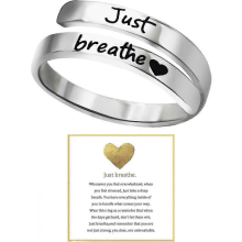 Ring for Women, Adjustable Heart Ring, Stainless Steel Spiral Wrap Healing Rings, Inspirational & Heart felt Gift
