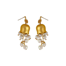 Lily of the Valley Earrings for Women Flower Drop Dangle Earrings Natural Pearl Lily Earrings Jewelry Birthday Gift for Women
