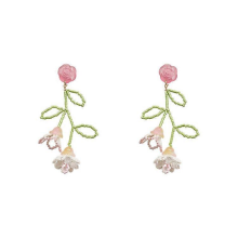Ohrhänger mit Perlenbesatz für Damen und Mädchen, Boho-Ohrringe mit auffälligen Blumenquasten, modischer Urlaubsschmuck im Bohème-Stil (F
