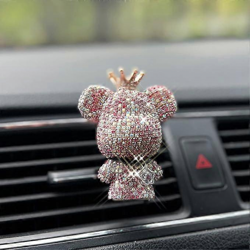 Cute Car Decoration Air Freshener, Car Interior Pendant Perfume Accessories Bling Rhinestone Bear For Car Air Vent Clip Decoration, Ho 9408048925223