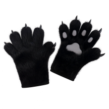 Winterhandschuhe mit Tierpfoten – Thermoplüsch-Cosplay-Krallen, dick gefüttert, bewegliche Pfote für kaltes Wetter – schwarz