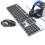 ([3-Piece Set] Black-White Light Mute Mouse Gaming Headset) Mute Wired Keyboard 1