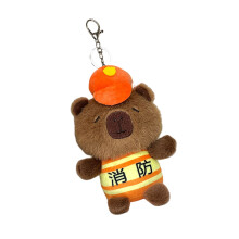 Mignon Capybara policier en peluche porte-clés charme-pompier
