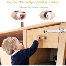 Brown Child Safety Locks, 6PCS High Quality Non-Toxic ABS Baby Proofing Adjustable Length Locks, No Drilling Required for Cabinets, Drawers, and