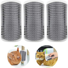 Ferramenta de auto-higiene para animais de estimação, arranhador de canto com pentes de massagem para cães e gatos de pelo curto e longo, base de