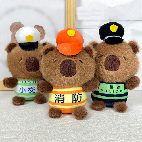 Porte-clés en peluche doux, accessoire de clé adapté aux-pompier 2
