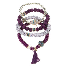 Bohemian Evil Eyes Armband-Set für Frauen mit-Lila Rot