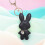 Fashionable Rabbit Shaped Keyring Artificial Leather-Black 5