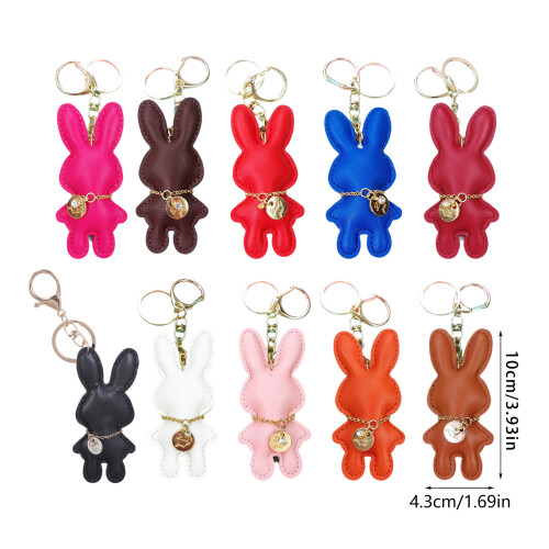 Fashionable Rabbit Shaped Keyring Artificial Leather-Black 1