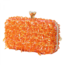 2023 New Evening Bag, Hand-beaded Women's Wallet, Elegant Party/Wedding Clutch/Crossbody/Shoulder Bag, Sky Blue/Orange