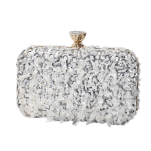 2023 New Evening Bag, Hand-beaded Women's Wallet, Elegant Party/Wedding Clutch/Crossbody/Shoulder Bag, Sky Blue/Silver