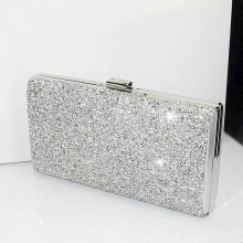 Chain bag, women's clutch, sparkly evening bag, elegant envelope bag, chain crossbody bag, suitable for weddings, parties, and casual dates (silver).