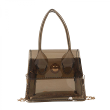 Women's Luxury Transparent Crossbody Bag, Summer Style, Small Square Handbag, Tote Bag, Wallet, Shoulder Bag, Orange and Black
